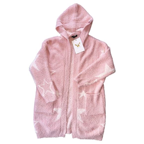 White Mark Women's Long Sleeve Star Hooded Fleece Cardigan L/XL - Picture 1 of 8